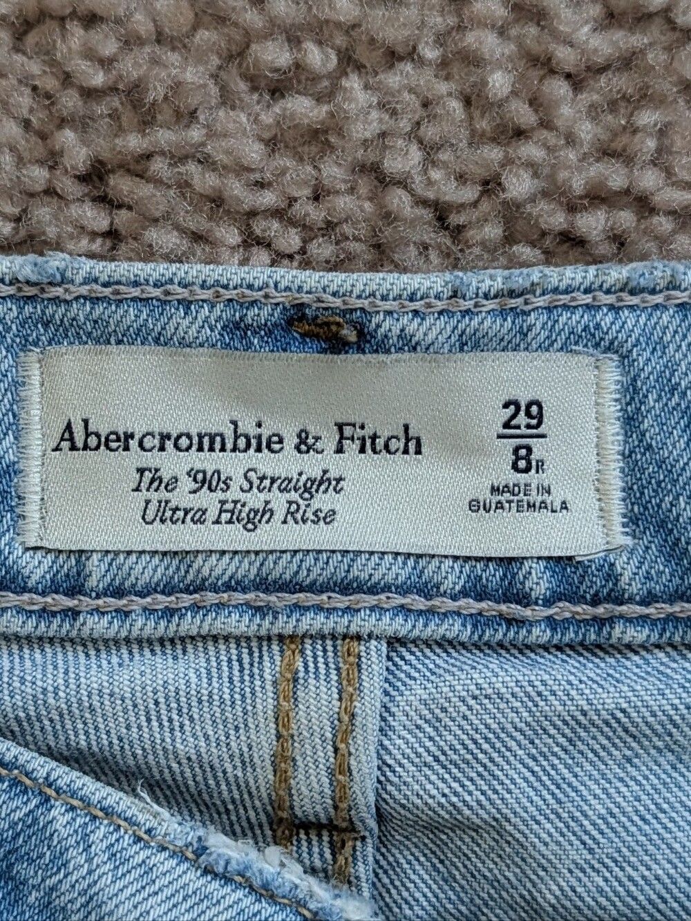 Abercrombie Womens Blue Ultra High Rise 90s Straight Criss Cross Jeans Size 29/8 - Picture 7 of 16